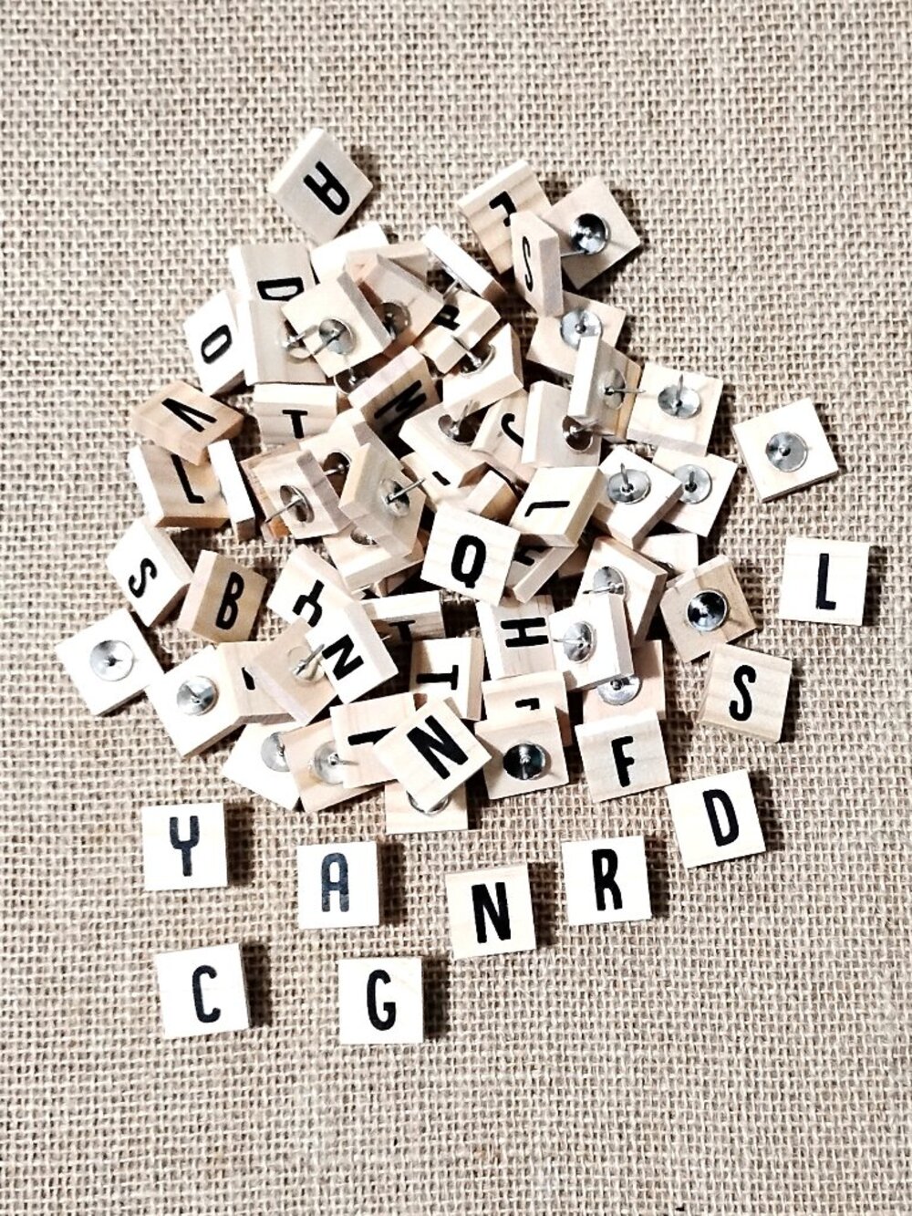 75 Pc Complete Alphabet Wood Thumb Tacks Decorative Push Pin Bulletin Board Pins